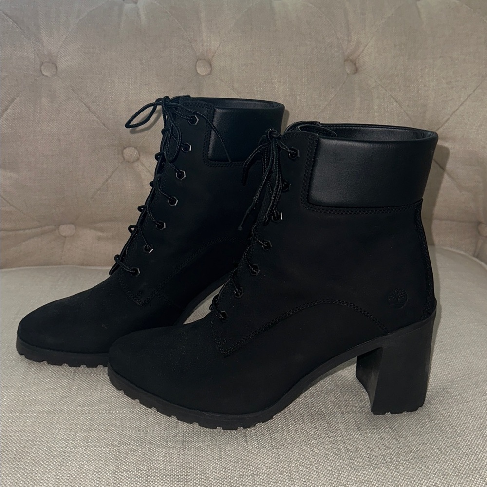 TIMBERLAND Womens Allington Lace -Up Heeled Boot in Black Nubuck size US 10M